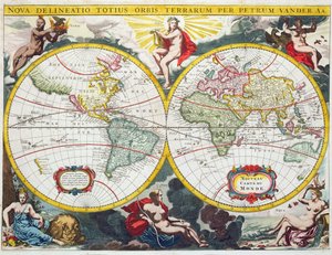 Mapa del Mundo, principios del siglo XVIII